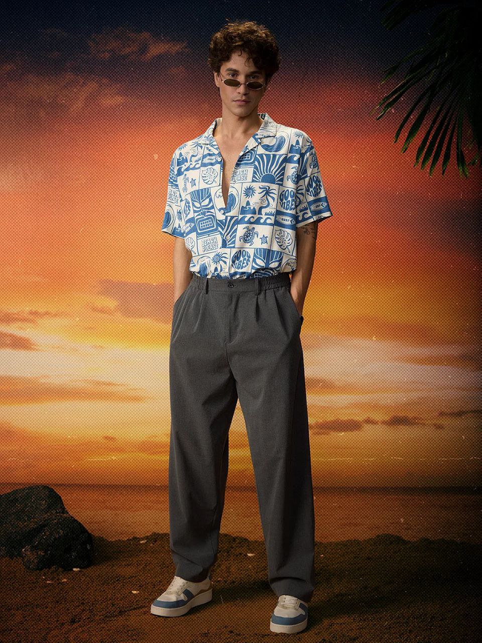 Men’s Fancy Printed Cuban Collar Shirt | Stylish Rayon Casual Shirt for Men Malaysia | Summer Beachwear | Trendy Short Sleeve Shirt