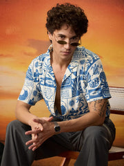 Men’s Fancy Printed Cuban Collar Shirt | Stylish Rayon Casual Shirt for Men Malaysia | Summer Beachwear | Trendy Short Sleeve Shirt