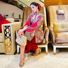 Designer Satin Silk Koti Set with Fancy Sleeve, Real Mirror Work, Choli & Patiala | Embroidery Ethnic Wear