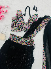 Lehenga Style Saree for Women | Ready to Wear Georgette Saree with Sequins & Handwork Blouse | Ri8 Fashion Malaysia