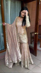 ✨ New Designer Sharara Set Malaysia | Faux Georgette Top Bottom Dupatta | Heavy Embroidery Sequence & Real Mirror Work | Ready to Wear Partywear Outfit ✨