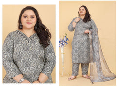 Premium Riyon Handwork Kurti Pant Dupatta Set | Plus Size 7XL–10XL | Partywear & Casual Wear Women Outfit