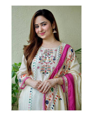 New Digital Print Kurti Set Malaysia | Maslin Kurta Pant Dupatta with Handwork & Sequence Work | Plus Size Available