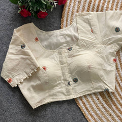 Pure Khadi Cotton Blouse Malaysia | Partywear Heavy Padded Embroidered Blouse | Designer Khadi Cotton Readymade Blouse Online