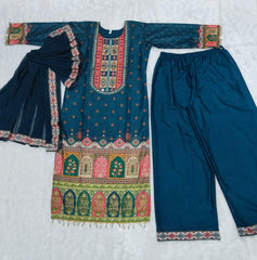 Designer Wear Jaipur Trending Kurti Set with Palazzo & Dupatta | Mirror Work Embroidered Plus Size Ethnic Outfit | Ready to Wear S–11XL