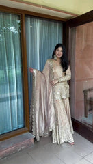 ✨ New Designer Sharara Set Malaysia | Faux Georgette Top Bottom Dupatta | Heavy Embroidery Sequence & Real Mirror Work | Ready to Wear Partywear Outfit ✨