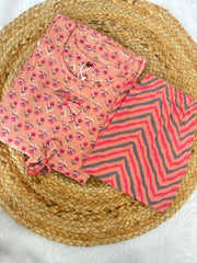 Premium Cotton Night Suit|  Piece Kaftan Top & Pajama Set | Comfortable Sleepwear for Women