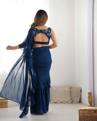 Luxury Ready to Wear Sharara Saree Malaysia | Premium Fox Georgette Wedding Saree with Stitched Blouse | Party Wear & Festive Collection