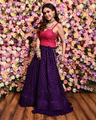 Purple Gajari Georgette Party Wear Lehenga Choli
