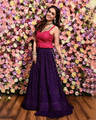 Purple Gajari Georgette Party Wear Lehenga Choli