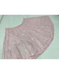 Baby Pink colored georgette lehenga choli