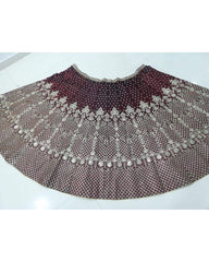 Dark maroon taffeta silk embroidered designer lehenga choli