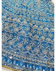 Blue japan Satin designer lehenga choli