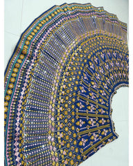 Blue Chinon Silk zari sequins designer lehenga choli