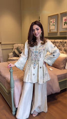 Ivory Luxe Hand-Embellished Kurta & Palazzo Set