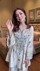 Ivory Luxe Hand-Embellished Kurta & Palazzo Set