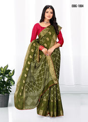Soft cotton Jacquard Butta saree with blouse for women