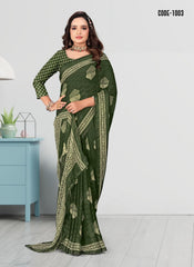 Woven Jacquard Butta Georgette saree with blouse for women